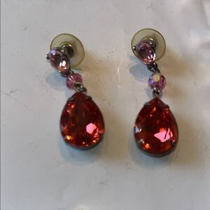 Elegant Red and Pink Drop Earrings